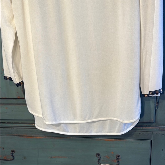 NWOT Generation Love White Top with Black Faux Leather and Gold Stud Accents - Picture 10 of 10